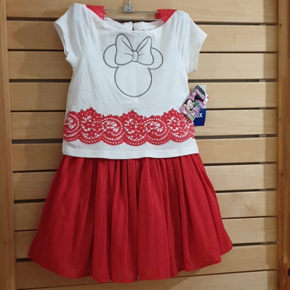 MINNIE DRESS GIRLS CASHMERE RED & WHITE SIZE 6 NEW